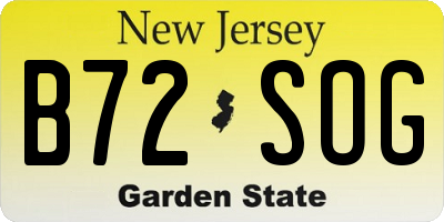 NJ license plate B72SOG