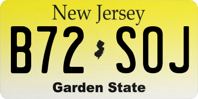 NJ license plate B72SOJ