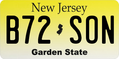 NJ license plate B72SON