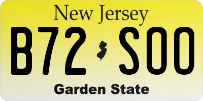 NJ license plate B72SOO