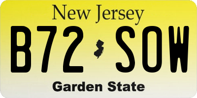 NJ license plate B72SOW