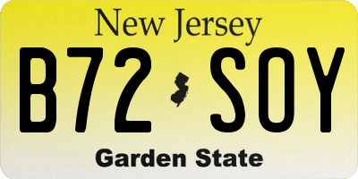 NJ license plate B72SOY