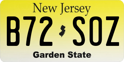NJ license plate B72SOZ