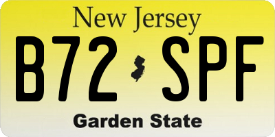NJ license plate B72SPF