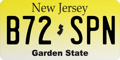 NJ license plate B72SPN