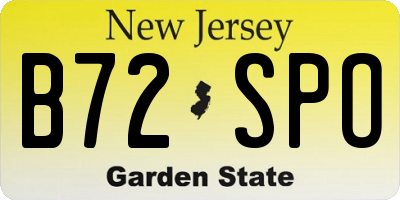 NJ license plate B72SPO