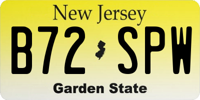 NJ license plate B72SPW