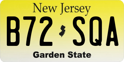 NJ license plate B72SQA