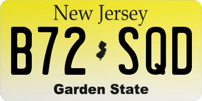 NJ license plate B72SQD