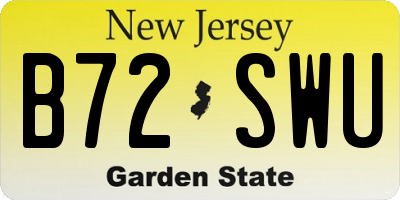 NJ license plate B72SWU