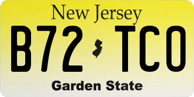 NJ license plate B72TCO