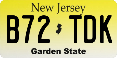 NJ license plate B72TDK