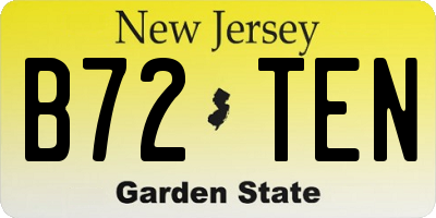 NJ license plate B72TEN