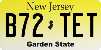 NJ license plate B72TET