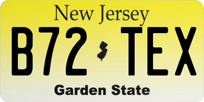 NJ license plate B72TEX