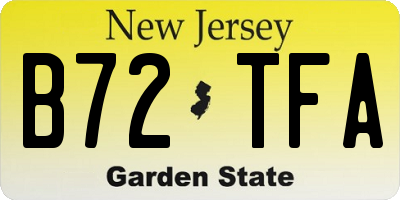 NJ license plate B72TFA