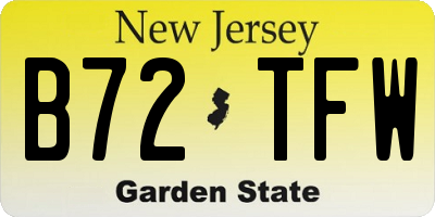 NJ license plate B72TFW