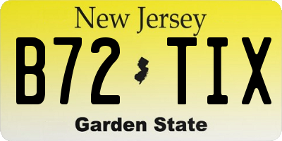 NJ license plate B72TIX