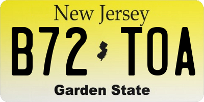 NJ license plate B72TOA