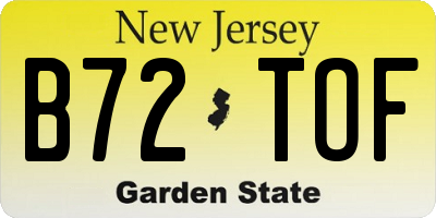 NJ license plate B72TOF