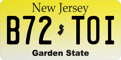 NJ license plate B72TOI