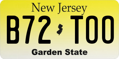 NJ license plate B72TOO