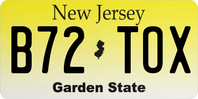 NJ license plate B72TOX