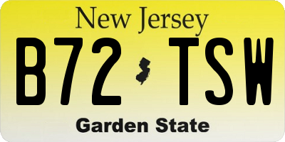 NJ license plate B72TSW