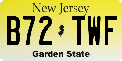 NJ license plate B72TWF
