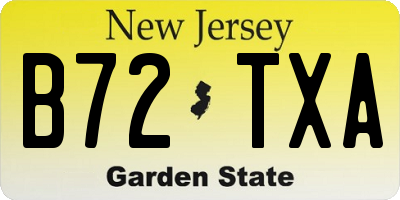 NJ license plate B72TXA