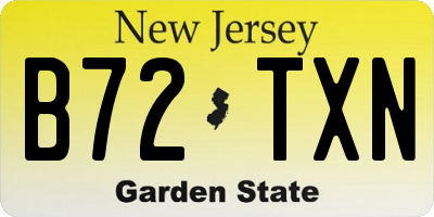 NJ license plate B72TXN
