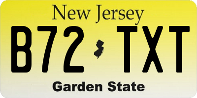 NJ license plate B72TXT
