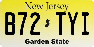 NJ license plate B72TYI
