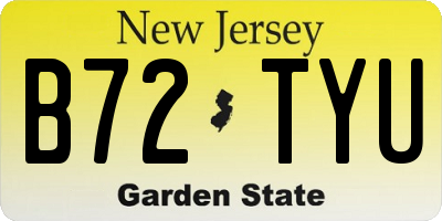 NJ license plate B72TYU