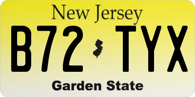 NJ license plate B72TYX