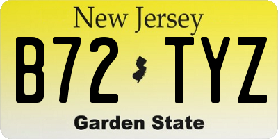NJ license plate B72TYZ