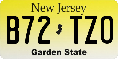 NJ license plate B72TZO