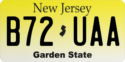 NJ license plate B72UAA