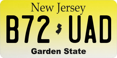 NJ license plate B72UAD