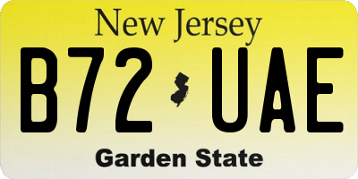 NJ license plate B72UAE