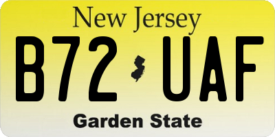 NJ license plate B72UAF