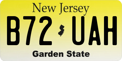 NJ license plate B72UAH