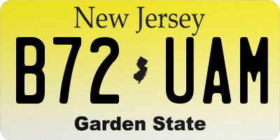 NJ license plate B72UAM