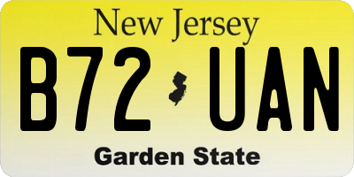 NJ license plate B72UAN
