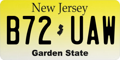 NJ license plate B72UAW