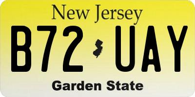 NJ license plate B72UAY
