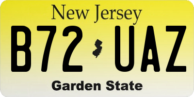 NJ license plate B72UAZ