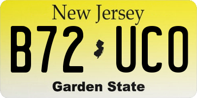 NJ license plate B72UCO