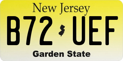 NJ license plate B72UEF