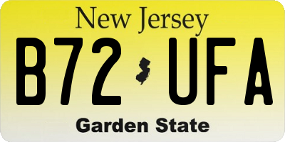 NJ license plate B72UFA